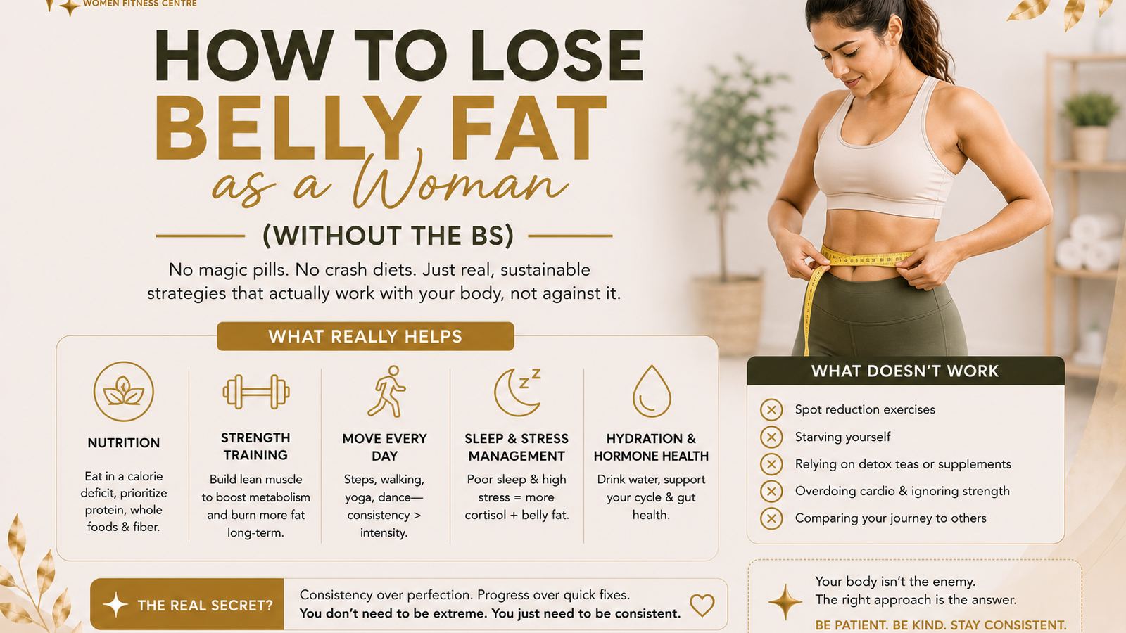 Woman training to reduce belly fat at home