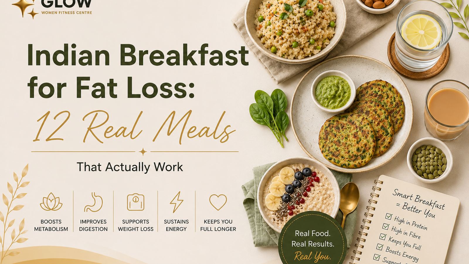 Healthy Indian breakfast — eggs, paneer, curd, idli