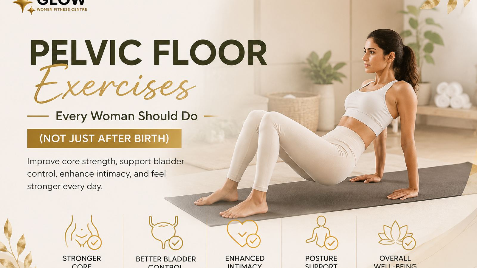 Woman doing pelvic floor exercises at home