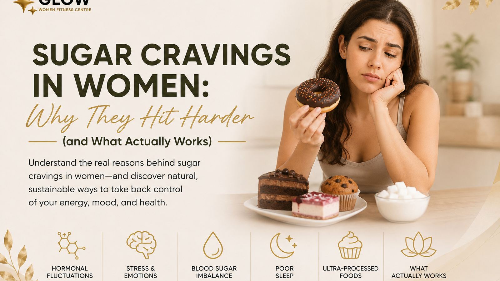 Indian woman managing sugar cravings with balanced food
