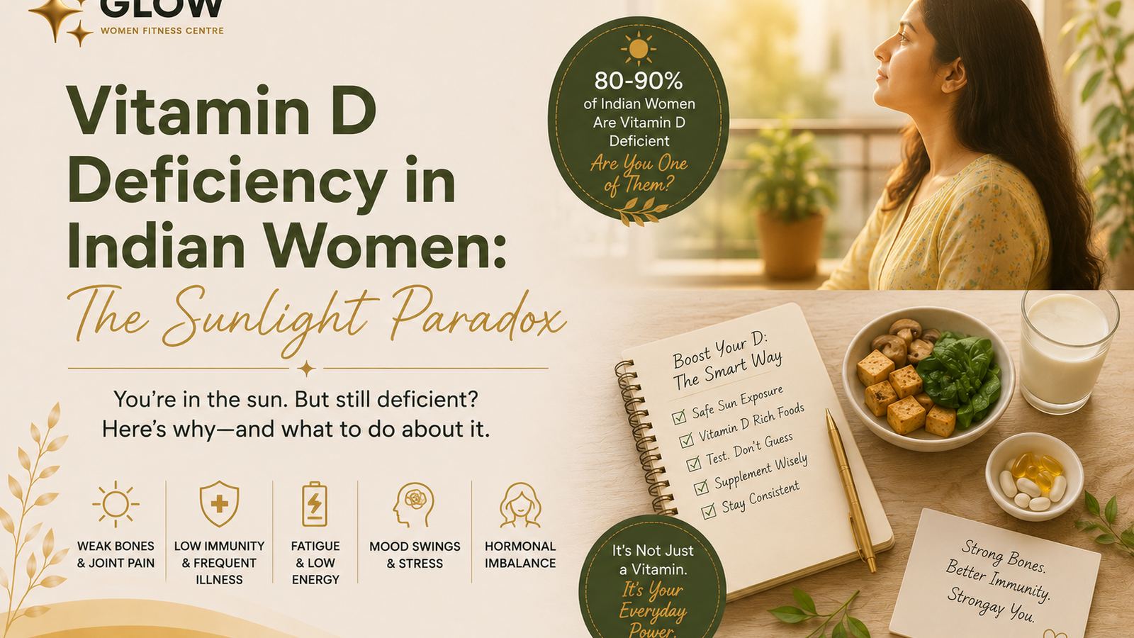 Indian woman getting morning sunlight for vitamin D